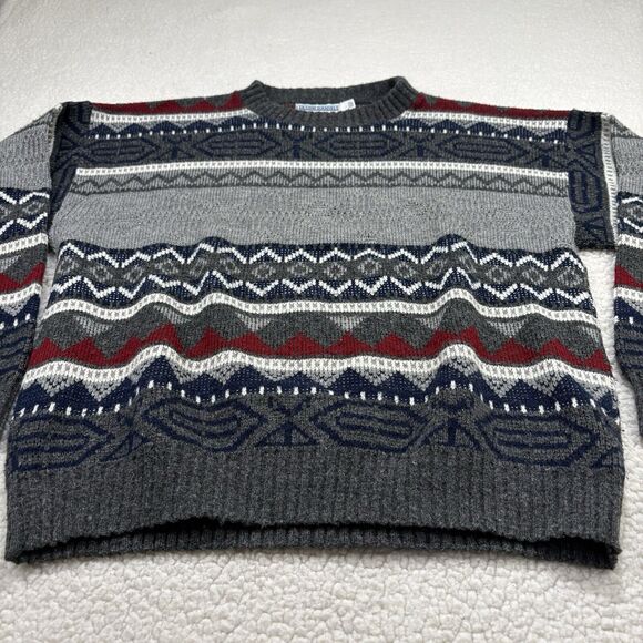 Vintage Jason Daniels Mens L Knit Fair Isle Jumper Sweater Made In USA Grandpa - Picture 2 of 6